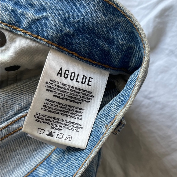 Agolde Light Blue Ripped Denim Shorts - Picture 5 of 5